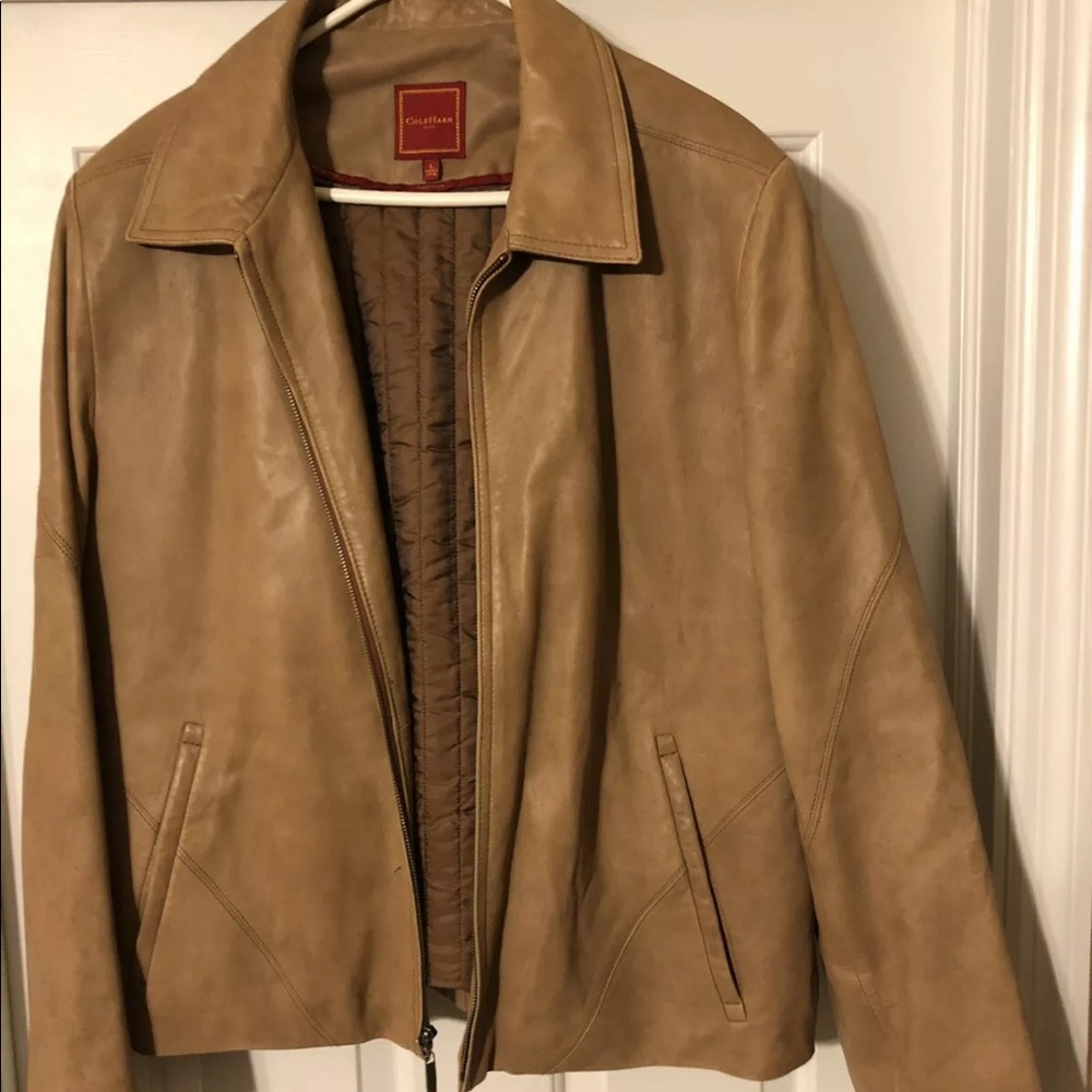 Cole Haan City Men’s Large Leather Jacket TanBrown